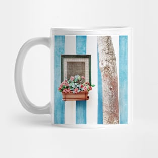 Mediterranean window with flowers Mug